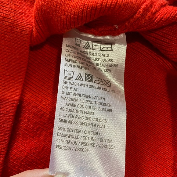 Du Jour sz L Bold Red Sweater Top, Ruffle Sleeve, Feminine b2-24 - Picture 6 of 9